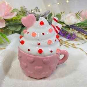 Valentine Hot Cocoa Light Up Pink Heart Mug Decor Super Cute!!!!!